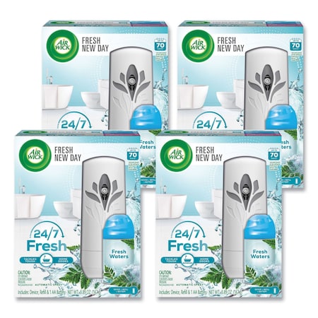 Air Wick Freshmatic Ultra Automatic Starter Kit, 5.94 x 3.31 x 7.63, White, Fresh Waters, 4PK 62338-88413